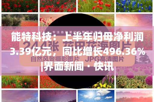 能特科技：上半年归母净利润3.39亿元，同比增长496.36%|界面新闻 · 快讯