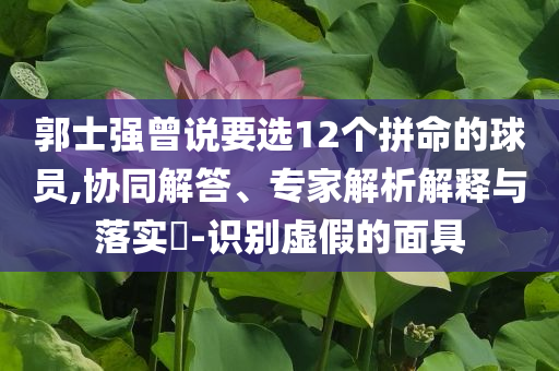 郭士强曾说要选12个拼命的球员,协同解答、专家解析解释与落实​-识别虚假的面具