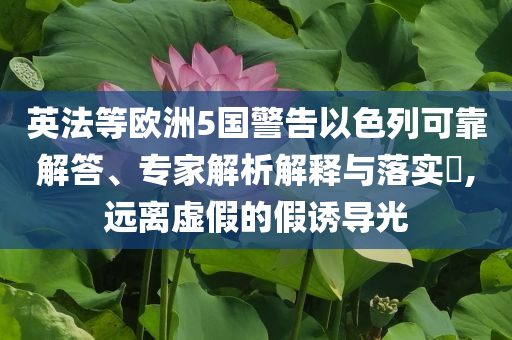 英法等欧洲5国警告以色列可靠解答、专家解析解释与落实​,远离虚假的假诱导光