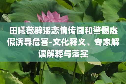 田曦薇辟谣恋情传闻和警惕虚假诱导危害-文化释义、专家解读解释与落实