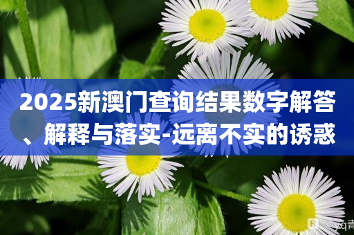 2025新澳门查询结果数字解答、解释与落实-远离不实的诱惑