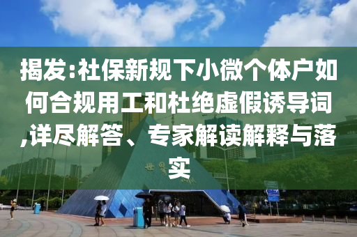 揭发:社保新规下小微个体户如何合规用工和杜绝虚假诱导词,详尽解答、专家解读解释与落实