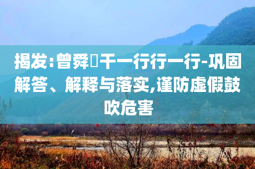 揭发:曾舜晞干一行行一行-巩固解答、解释与落实,谨防虚假鼓吹危害
