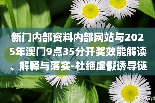 新门内部资料内部网站与2025年澳门9点35分开奖效能解读、解释与落实-杜绝虚假诱导链