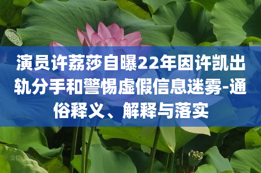 演员许荔莎自曝22年因许凯出轨分手和警惕虚假信息迷雾-通俗释义、解释与落实
