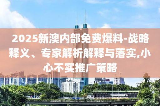2025新澳内部免费爆料-战略释义、专家解析解释与落实,小心不实推广策略