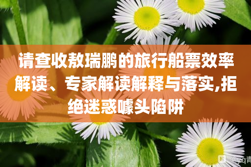 请查收敖瑞鹏的旅行船票效率解读、专家解读解释与落实,拒绝迷惑噱头陷阱
