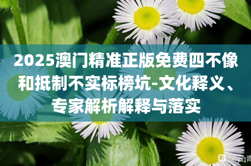2025澳门精准正版免费四不像和抵制不实标榜坑-文化释义、专家解析解释与落实