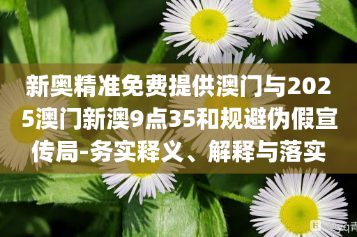 新奥精准免费提供澳门与2025澳门新澳9点35和规避伪假宣传局-务实释义、解释与落实